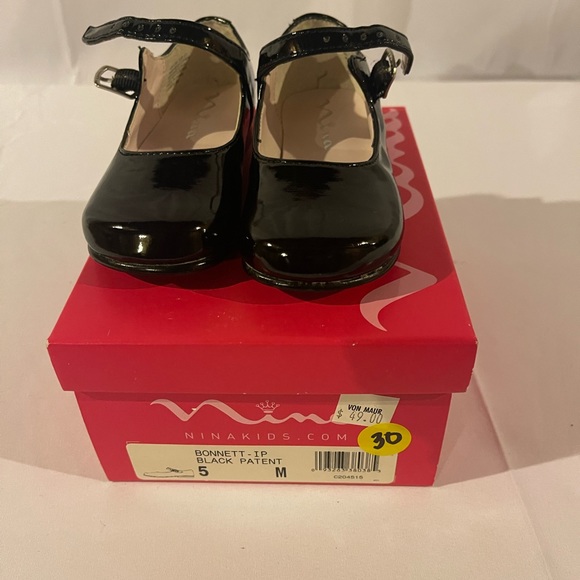 Nina Bonnnett-Black Patent Baby Dress Shoe Size 5M - Picture 6 of 7